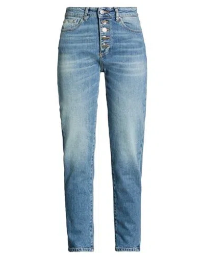 Vicolo Woman Jeans Blue Size L Cotton, Elastane