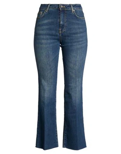Vicolo Woman Jeans Blue Size L Cotton, Lyocell, Elastomultiester, Elastane