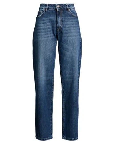 Vicolo Woman Jeans Blue Size L Cotton, Polyester