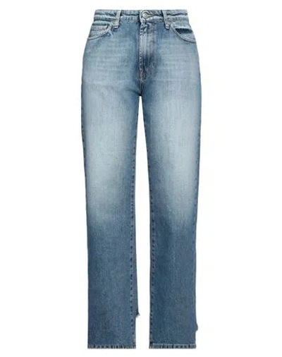 Vicolo Woman Denim Pants Blue Size L Cotton