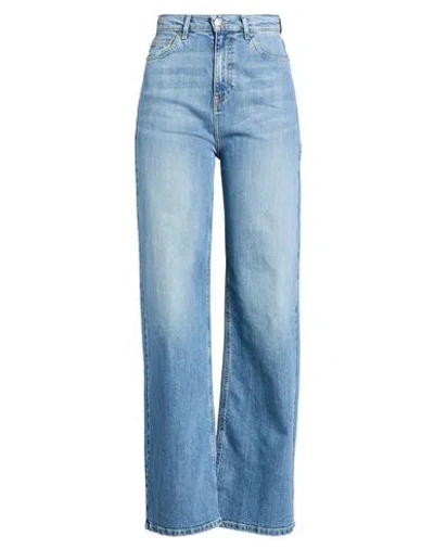 Vicolo Woman Jeans Blue Size Xl Cotton, Elastane