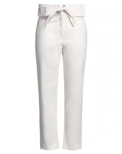 Vicolo Woman Jeans Cream Size S Cotton In White