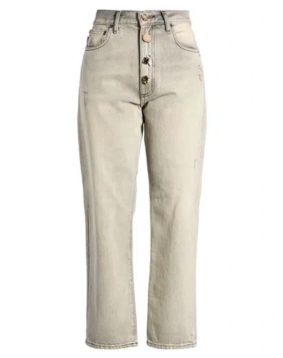 Vicolo Woman Jeans Grey Size L Cotton In Gray