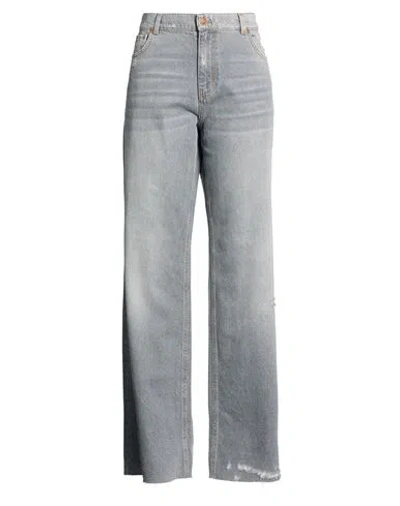 Vicolo Woman Jeans Grey Size L Cotton In Gray