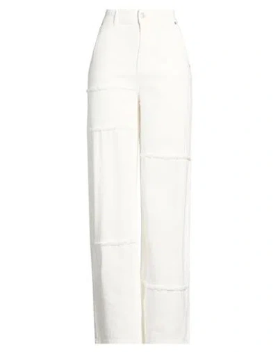 Vicolo Woman Jeans Ivory Size L Cotton In White