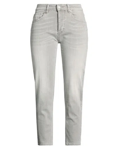 Vicolo Woman Jeans Light Grey Size L Cotton, Elastane In Gray
