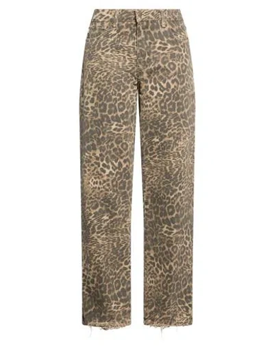 Vicolo Woman Jeans Sand Size S Cotton, Polyester In Animal Print