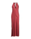 Vicolo Woman Maxi Dress Brick Red Size M Viscose