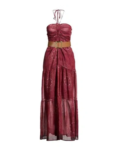 Vicolo Woman Maxi Dress Burgundy Size M Lyocell, Nylon In Multi