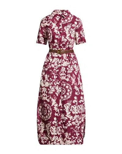 Vicolo Woman Maxi Dress Burgundy Size S Cotton In Brown