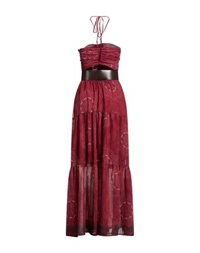 Vicolo Woman Maxi Dress Burgundy Size S Lyocell, Nylon In Red