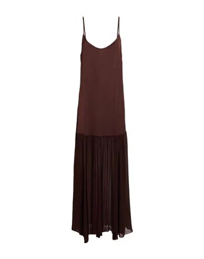 Vicolo Woman Maxi Dress Chocolate Brown Size L Viscose