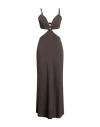 Shop Vicolo Woman Maxi Dress Chocolate Brown Size M Viscose, Linen