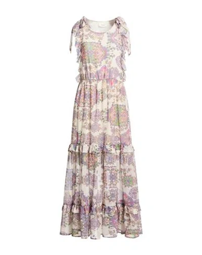 Vicolo Woman Maxi Dress Cream Size M Polyester In Multi