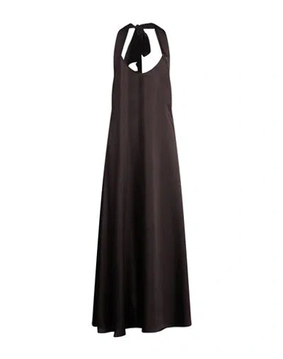 Vicolo Woman Maxi Dress Dark Brown Size Onesize Polyester In Brown