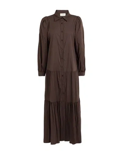 Vicolo Woman Maxi Dress Dark Brown Size S Cotton