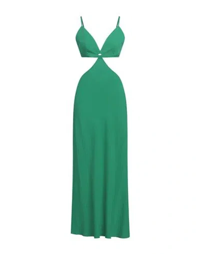 Vicolo Woman Maxi Dress Green Size M Viscose, Linen