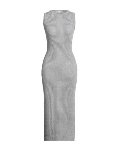 Vicolo Woman Maxi Dress Light Grey Size Onesize Viscose, Polyamide, Polyester In Gray