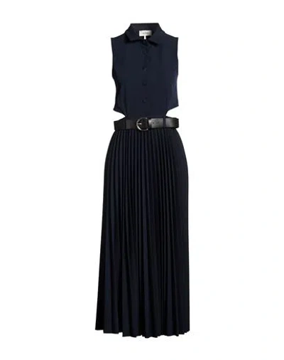 Vicolo Woman Maxi Dress Midnight Blue Size L Polyester, Viscose, Elastane In Black