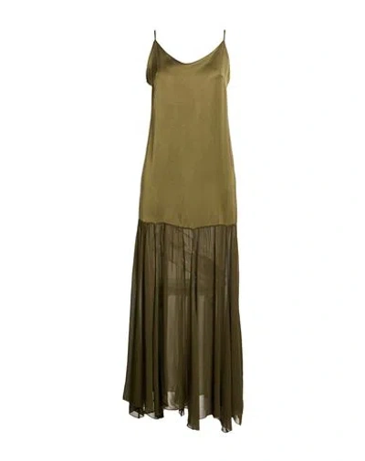 Vicolo Woman Maxi Dress Military Green Size S Viscose In Gray
