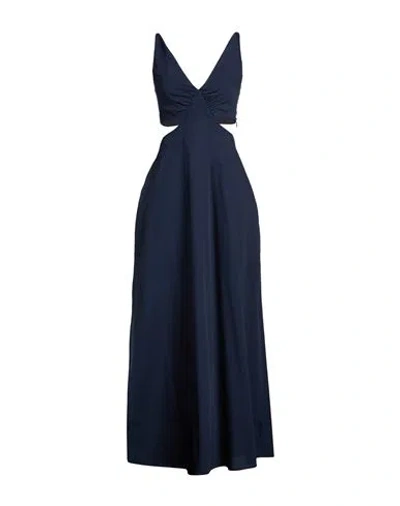 Vicolo Woman Maxi Dress Navy Size M Cotton In Blue