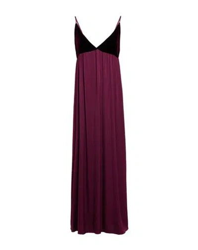 Vicolo Woman Maxi Dress Plum Size M Viscose, Silk In Burgundy