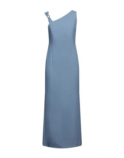 Vicolo Woman Maxi Dress Slate Blue Size S Polyester, Elastane In Blue