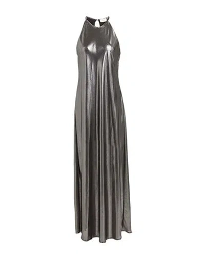 Vicolo Woman Maxi Dress Steel Grey Size S Polyester In Gray