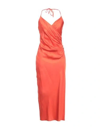 Vicolo Woman Maxi Dress Tomato Red Size M Viscose In Tomato Red