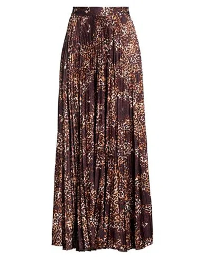 Vicolo Woman Maxi Skirt Brown Size M Polyester, Elastane In Multi