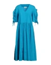 Vicolo Woman Midi Dress Azure Size S Cotton In Blue