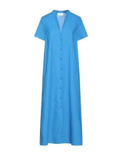Vicolo Woman Midi Dress Azure Size Onesize Cotton In Blue