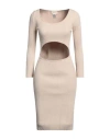 Vicolo Woman Midi Dress Beige Size Onesize Viscose, Polyester