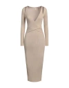 Vicolo Woman Midi Dress Beige Size Onesize Viscose, Polyester In Beige