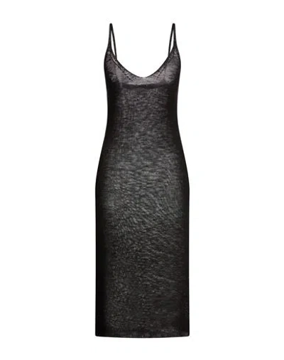 Vicolo Woman Midi Dress Black Size Onesize Linen, Viscose