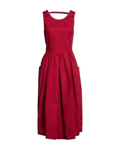 Vicolo Woman Midi Dress Burgundy Size M Cotton In Multi