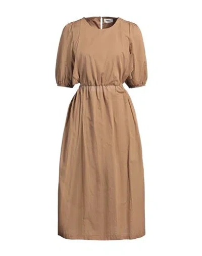 Vicolo Woman Midi Dress Camel Size S Cotton In Neutral