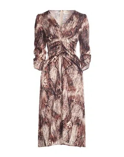 Vicolo Woman Midi Dress Chocolate Brown Size M Polyester