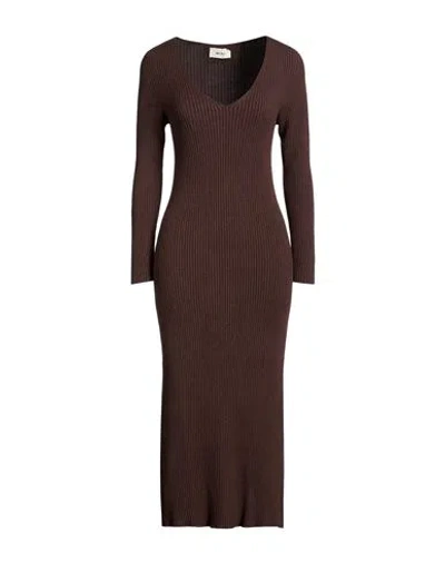 Vicolo Woman Midi Dress Chocolate Brown Size Onesize Viscose, Polyester, Polyamide
