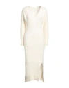 Vicolo Woman Midi Dress Cream Size Onesize Alpaca Wool, Polyamide, Virgin Wool, Elastane In White