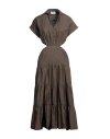 Vicolo Woman Midi Dress Dark Brown Size M Cotton