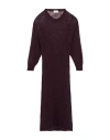 Vicolo Woman Midi Dress Dark Purple Size Onesize Acrylic, Mohair Wool, Polyamide In Burgundy