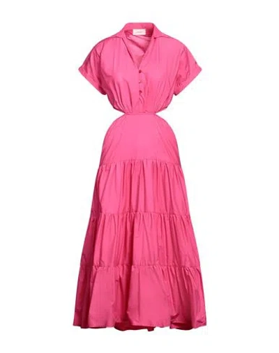 Vicolo Woman Midi Dress Fuchsia Size M Cotton In Pink