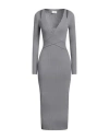 Vicolo Woman Midi Dress Grey Size Onesize Viscose, Polyester
