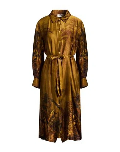 Vicolo Woman Midi Dress Khaki Size M Viscose In Brown