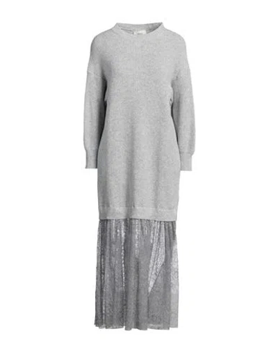 Vicolo Woman Midi Dress Light Grey Size Onesize Viscose, Polyamide, Wool, Cashmere In Gray