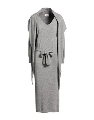Vicolo Woman Midi Dress Light Grey Size Onesize Viscose, Polyamide, Wool, Cashmere In Gray