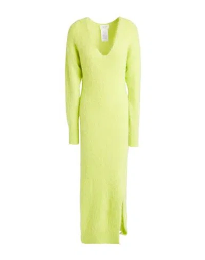 Vicolo Woman Midi Dress Lime Green Size Onesize Alpaca Wool, Polyamide, Virgin Wool, Elastane