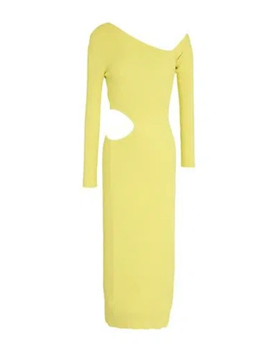 Vicolo Woman Midi Dress Lime Green Size Onesize Viscose, Polyester In Yellow
