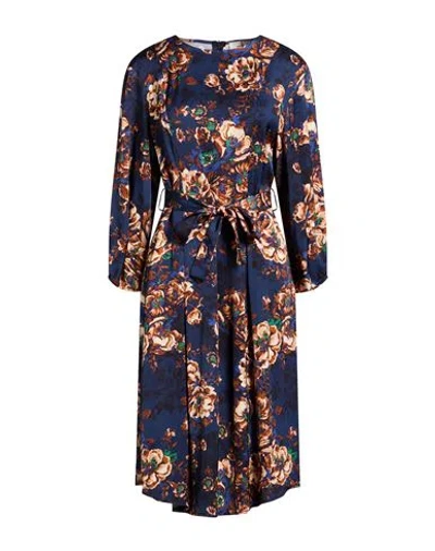 Vicolo Woman Midi Dress Navy Size M Viscose In Blue
